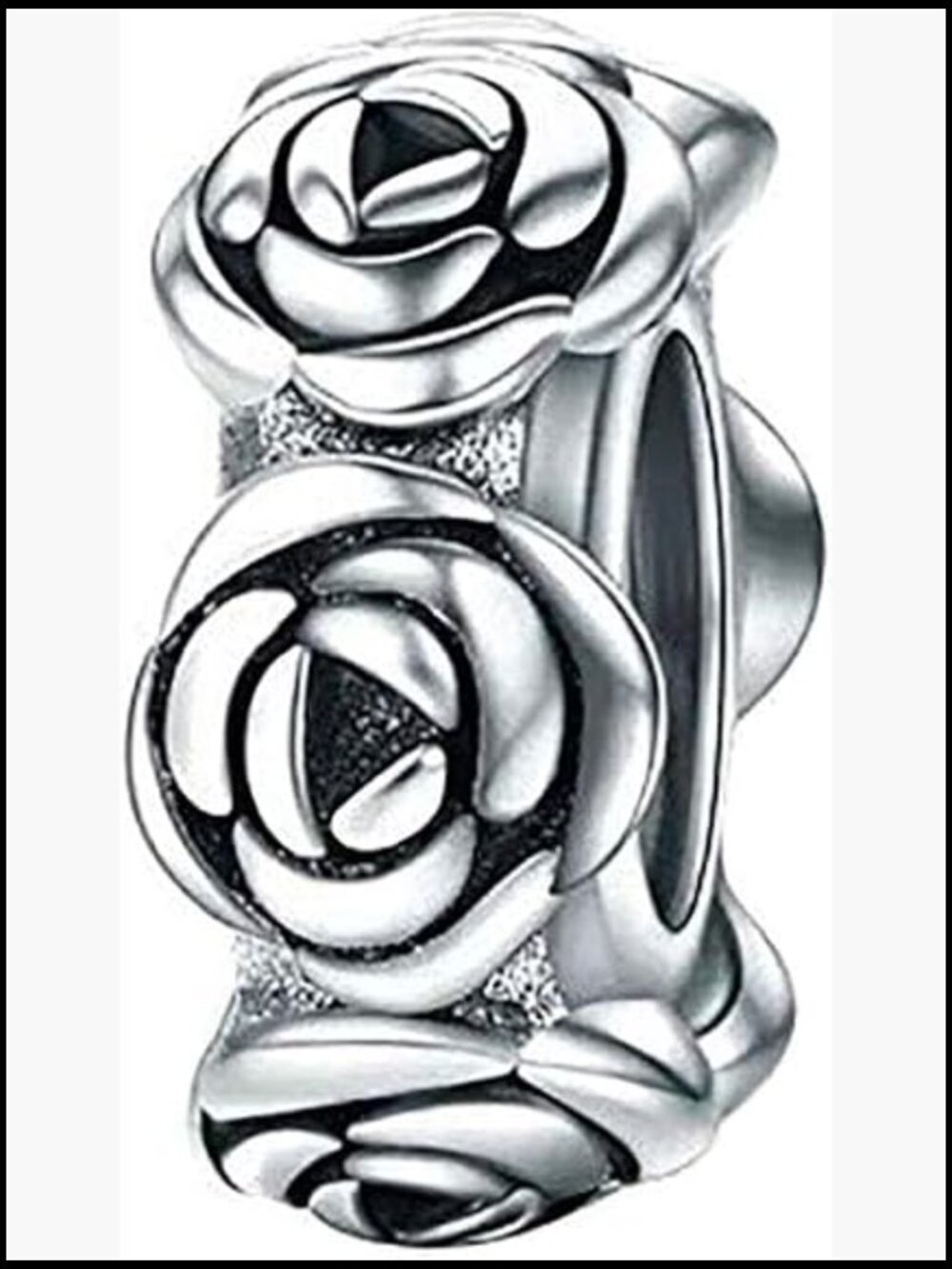Silver Rose Spacer Charm 925 Sterling Silver Clip Beads DIY Bracelet Charm